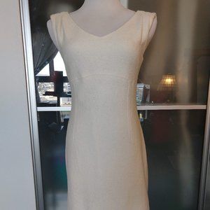 Ivory wool blend sheath dress